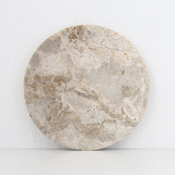 BAYAN ROUND PLATE  |  MED 35CM  |  ORGANIC CREMA MARBLE