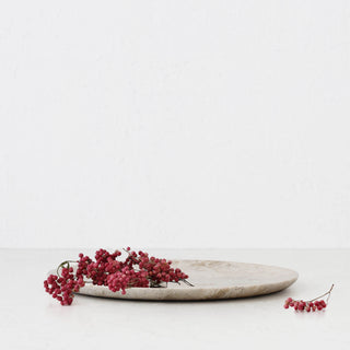 BAYAN ROUND PLATE  |  MED 35CM  |  ORGANIC CREMA MARBLE