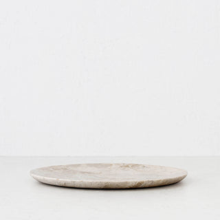 BAYAN ROUND PLATE  |  MED 35CM  |  ORGANIC CREMA MARBLE
