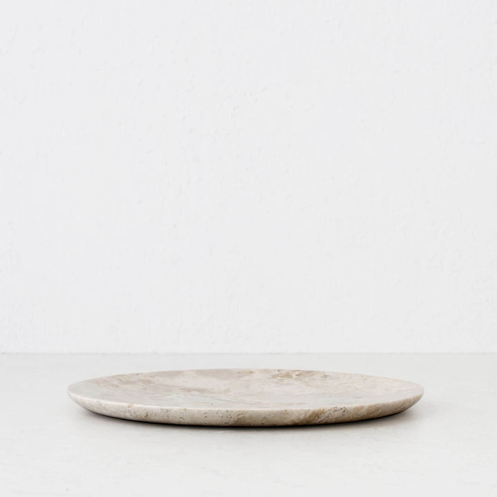 BAYAN ROUND PLATE  |  MED 35CM  |  ORGANIC CREMA MARBLE