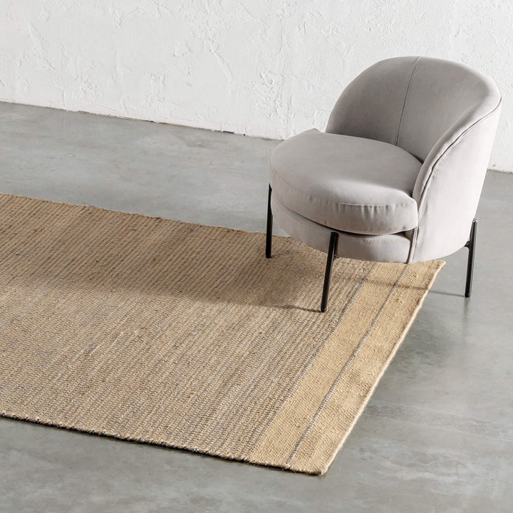 50% FINAL SALE  |  BEDARRA JUTE RUG  |  200CM X 300CM  |  NATURAL + LEADMAN GREY