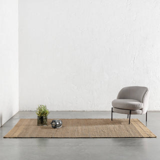 50% FINAL SALE  |  BEDARRA JUTE RUG  |  200CM X 300CM  |  NATURAL + LEADMAN GREY