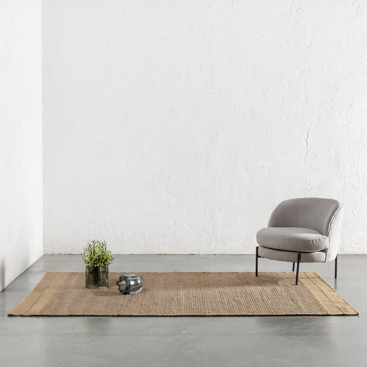 50% FINAL SALE  |  BEDARRA JUTE RUG  |  200CM X 300CM  |  NATURAL + LEADMAN GREY