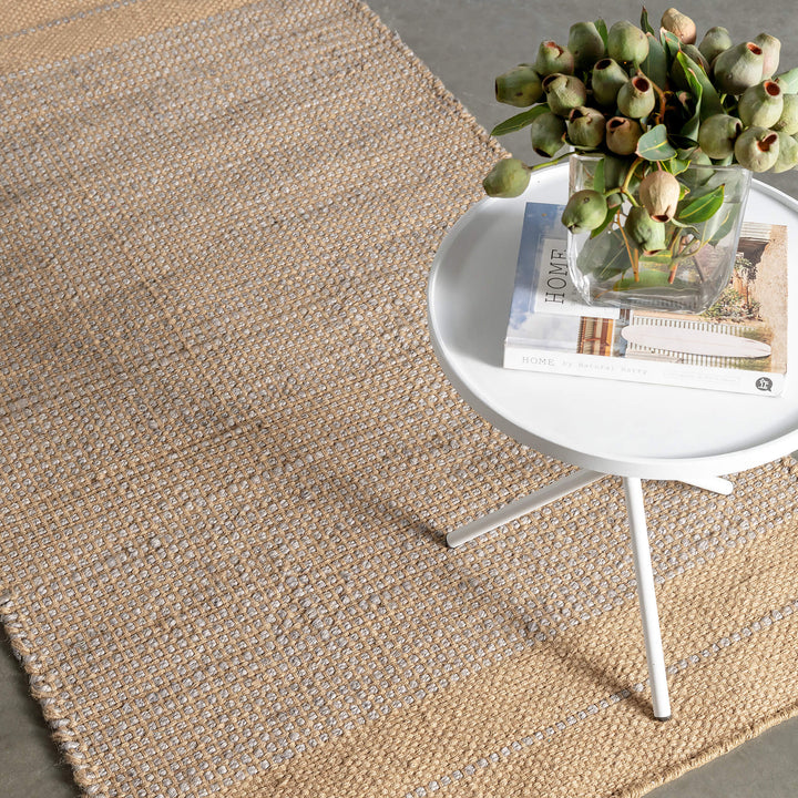 50% FINAL SALE  |  BEDARRA JUTE RUG  |  200CM X 300CM  |  NATURAL + LEADMAN GREY