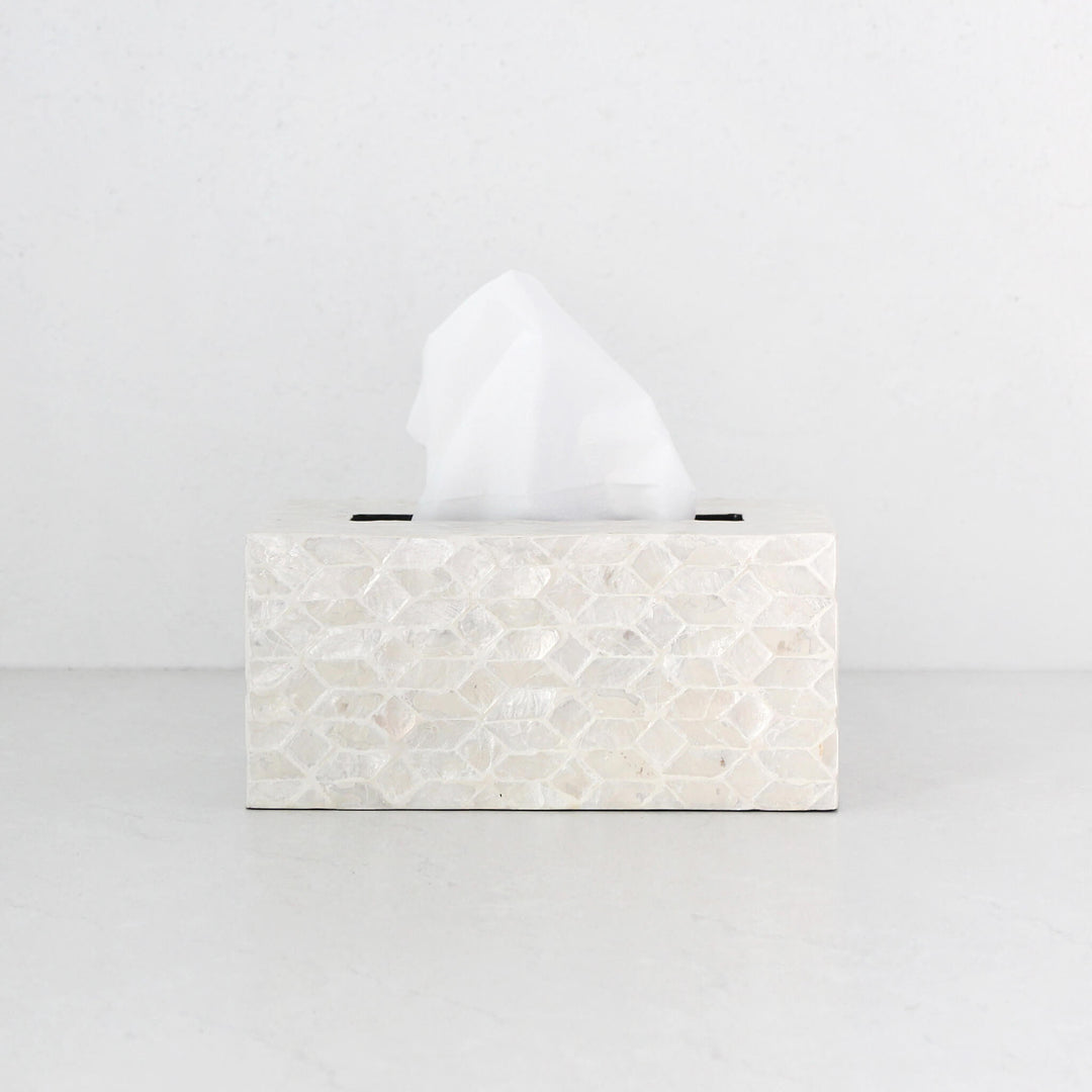 BELLE INLAY TISSUE BOX COVER  |  SET OF 2 | RECTANGLE | IVORY