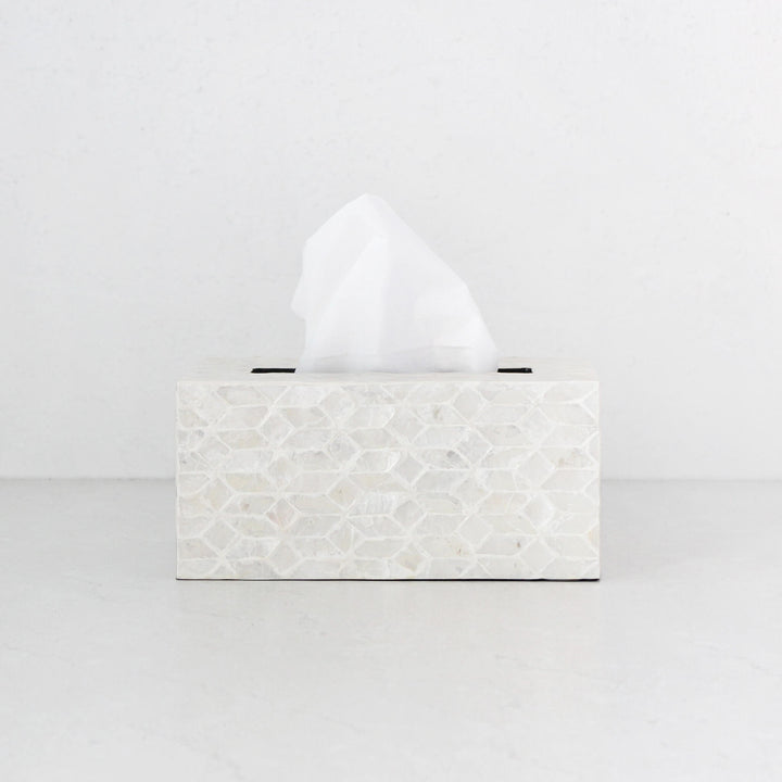 BELLE INLAY TISSUE BOX COVER | RECTANGLE | IVORY