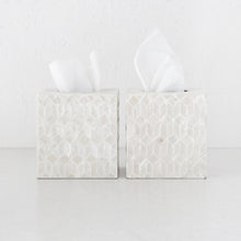 BELLE INLAY TISSUE BOX COVER | SET OF 2 | SQUARE | IVORY