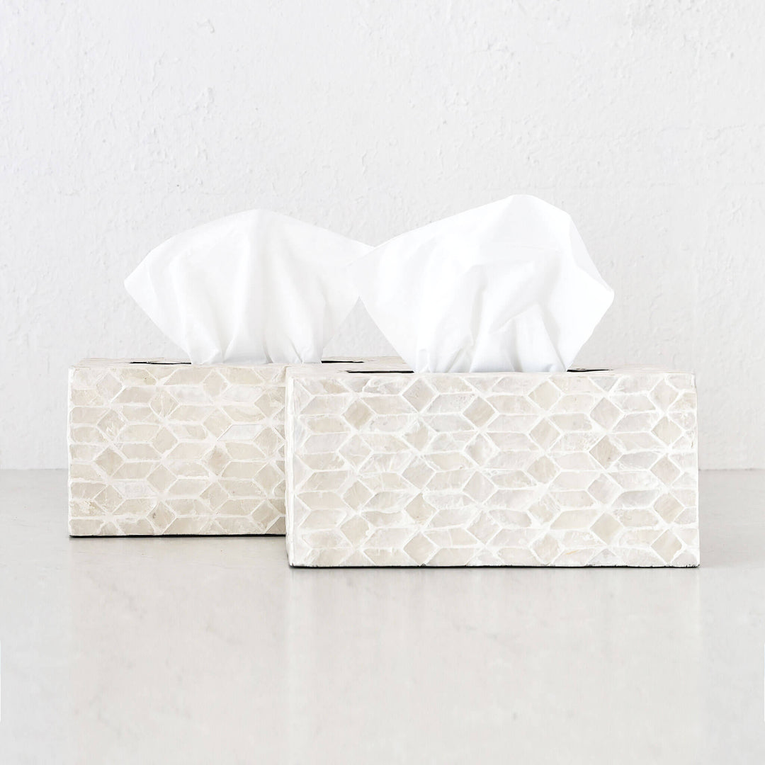 BELLE INLAY TISSUE BOX COVER BUNDLE X2 |  RECTANGLE  |  IVORY RESIN