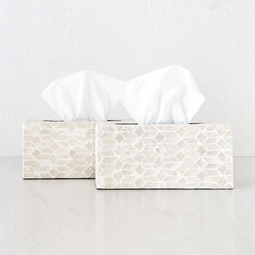 BELLE INLAY TISSUE BOX COVER BUNDLE X2 |  RECTANGLE  |  IVORY RESIN
