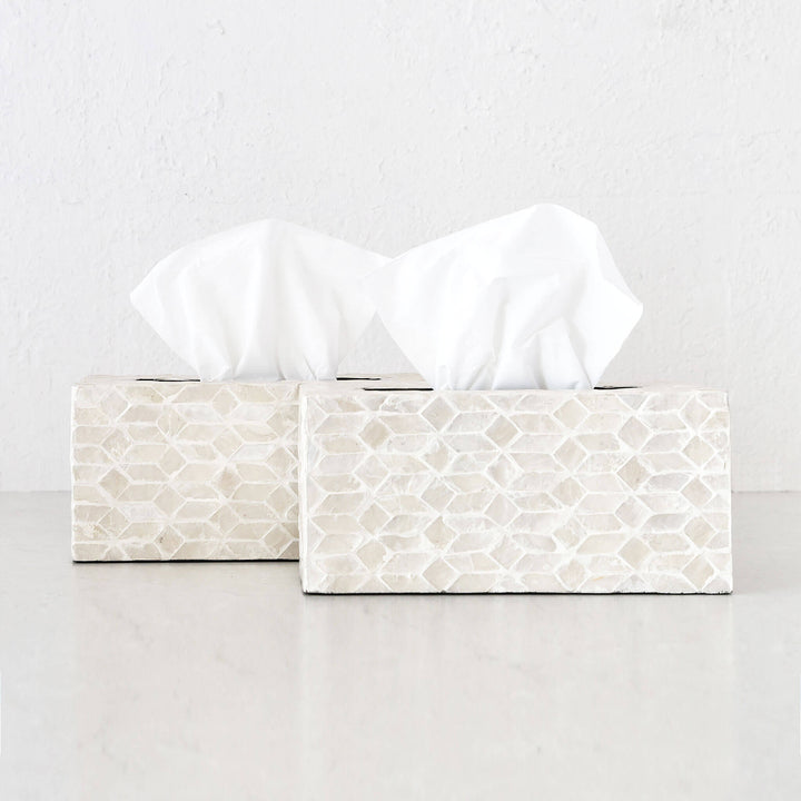 BELLE INLAY TISSUE BOX COVER BUNDLE X2 |  RECTANGLE  |  IVORY RESIN