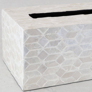 BELLE INLAY TISSUE BOX COVER |  RECTANGLE  |  IVORY RESIN