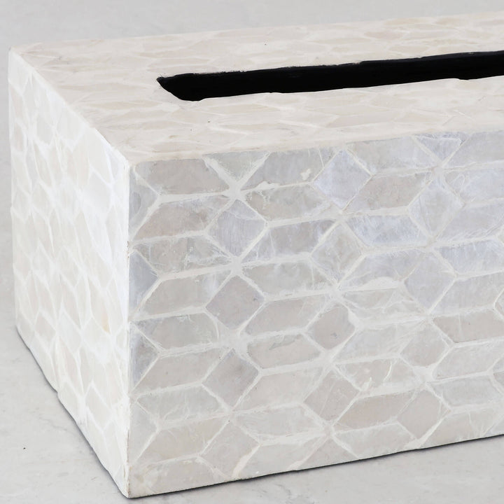 BELLE INLAY TISSUE BOX COVER |  RECTANGLE  |  IVORY RESIN