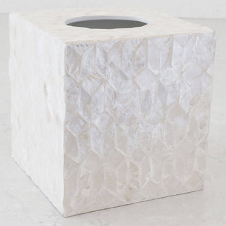 BELLE INLAY TISSUE BOX COVER  |  SQUARE  |  IVORY RESIN