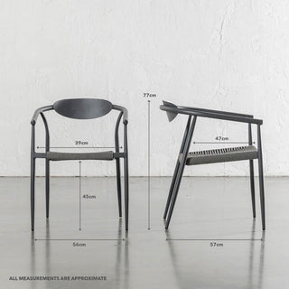 BENITO INDOOR/OUTDOOR DINING CHAIR | DEEP ANTHRACITE | MEASUREMENTS