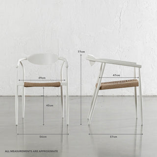 BENITO INDOOR/OUTDOOR DINING CHAIR | MILK WHITE + NATURAL | MEASUREMENTS