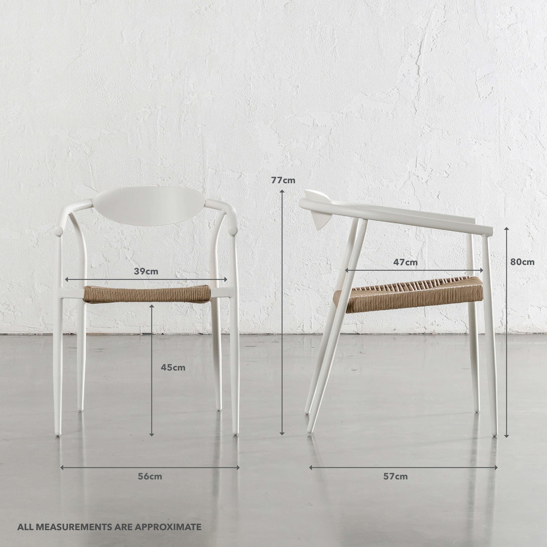 BENITO INDOOR/OUTDOOR DINING CHAIR  |  MILK WHITE + NATURAL  |  MEASUREMENTS