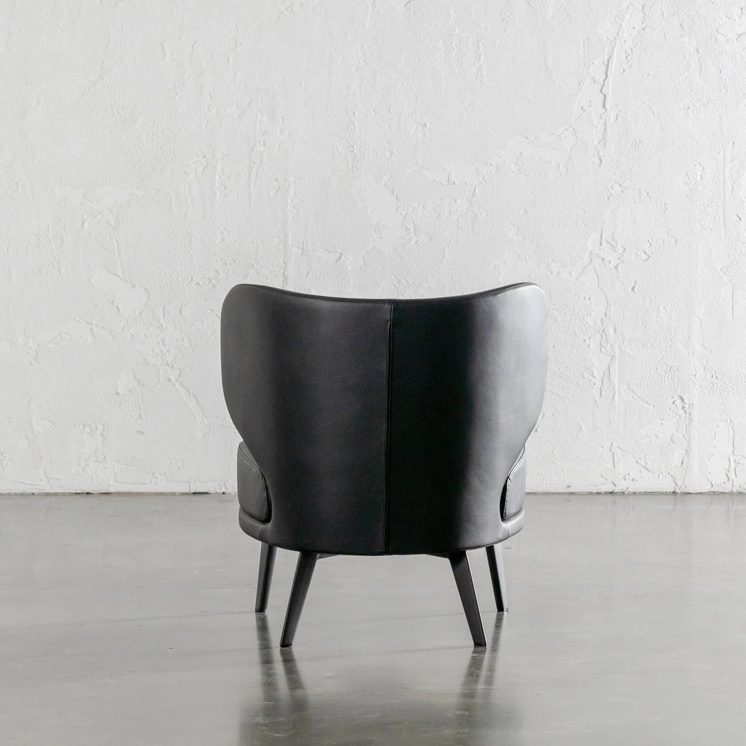 BERGEN ARMCHAIR BACK VIEW |  NOIR BLACK VEGAN LEATHER