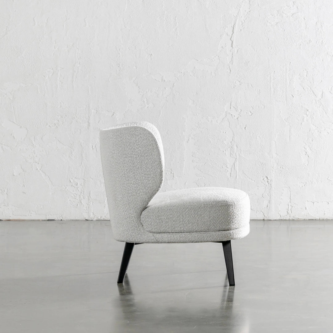 BERGEN ARMCHAIR SIDE VIEW  |  SMOKEHAZE BOUCLE