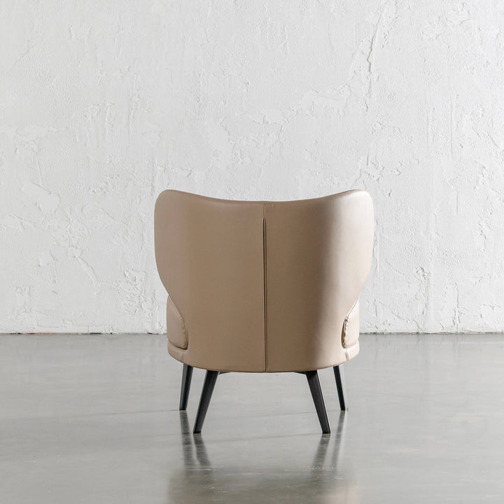 BERGEN ARMCHAIR BACK VIEW  |  SMOKE TAUPE VEGAN LEATHER