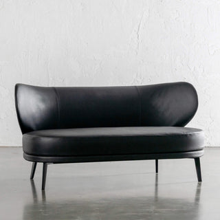 BERGEN MOLENHOEK 2 SEAT SOFA ANGLED  |  NOIR BLACK VEGAN LEATHER