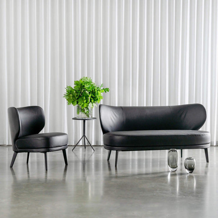 BERGEN ARMCHAIR + BERGEN MOLENHOEK SOFA  |  NOIR BLACK VEGAN LEATHER 
