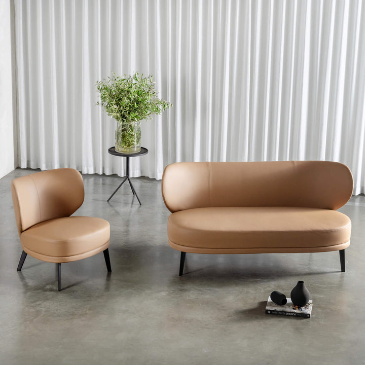 BERGEN ARMCHAIR + BERGEN MOLENHOEK SOFA |  CANYON TAN VEGAN LEATHER