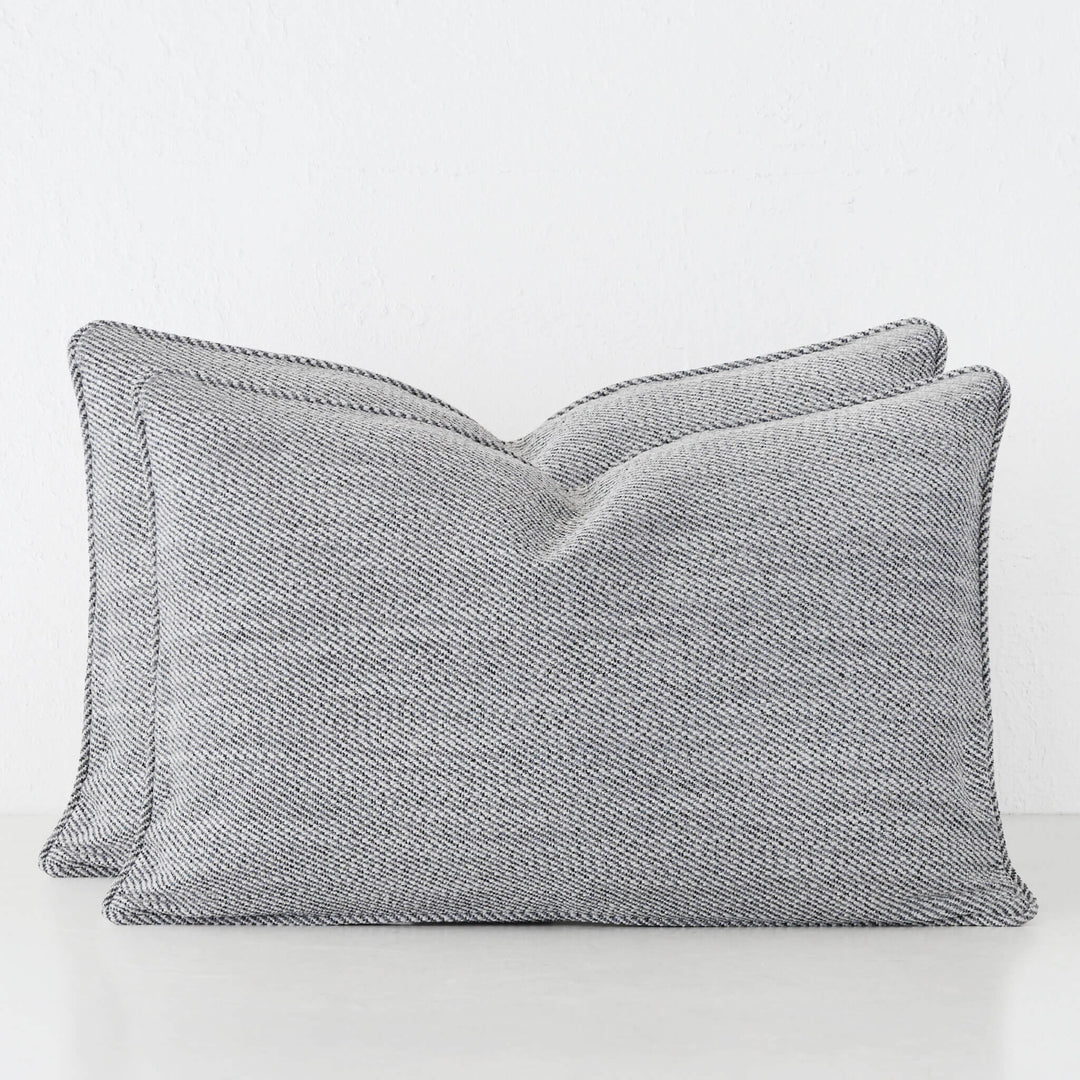BEZIER HERRINGBONE CUSHION BUNDLE X2  |  40X60  |  FLOODED GUM GREY