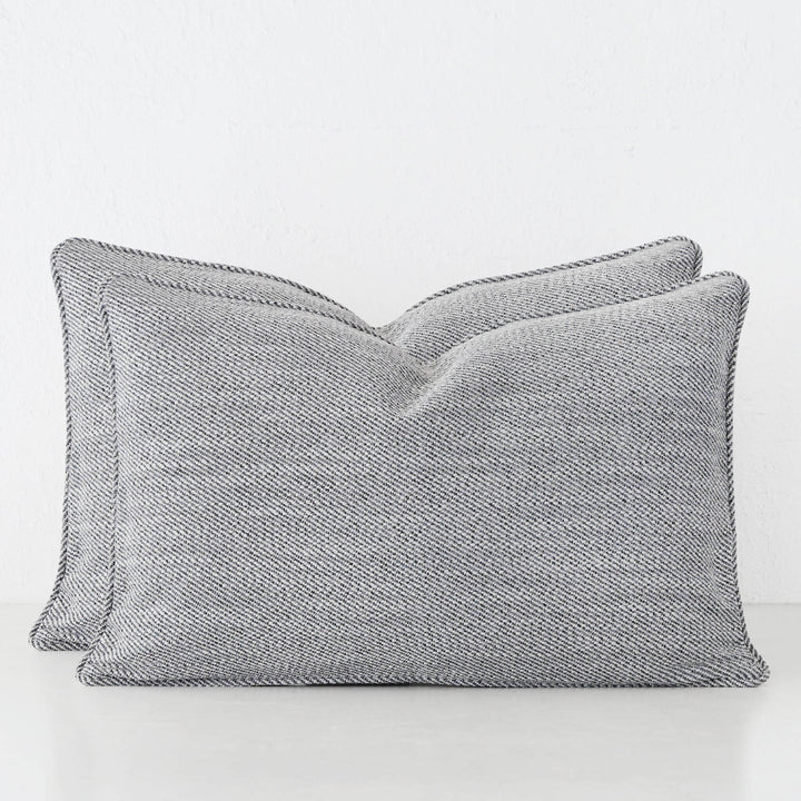 BEZIER HERRINGBONE CUSHION BUNDLE X2  |  40X60  |  FLOODED GUM GREY