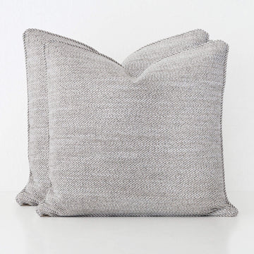 BEZIER HERRINGBONE CUSHION BUNDLE X2  |  60X60  |  HAZELNUT SKIM