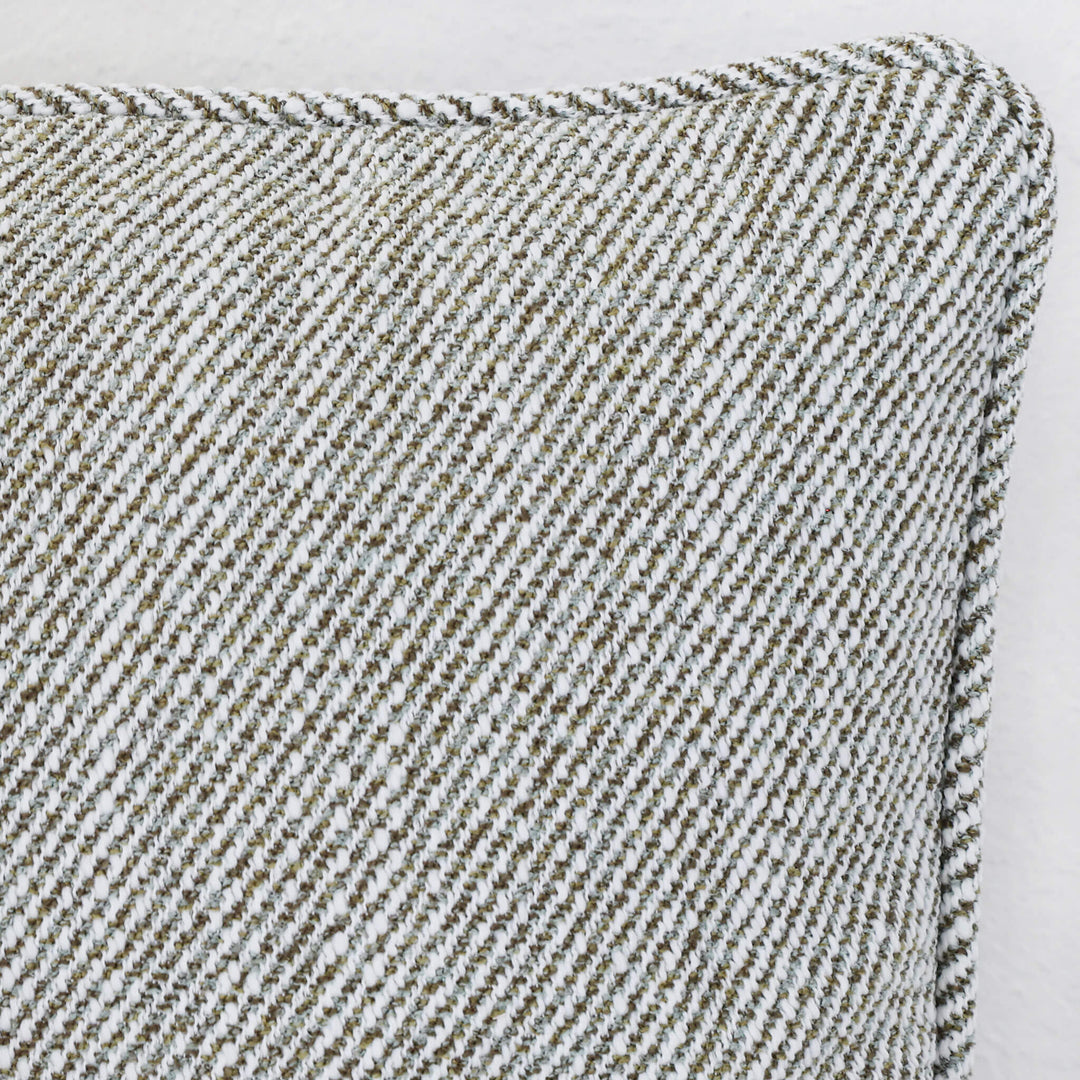 BEZIER HERRINGBONE CUSHION  |  PISTACHIO LEAF  |  CLOSE UP