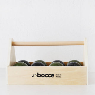 PREMIUM TOOLBOX BOCCE  |  CHARCOAL BLACK + MOSS GREEN  |  PLANET FINSKA  |  LAWN GAME