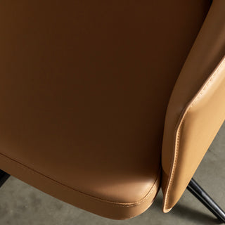 BOLINA MID CENTURY VEGAN LEATHER SWIVEL ARMCHAIR  |  SADDLE TAN CLOSE UP