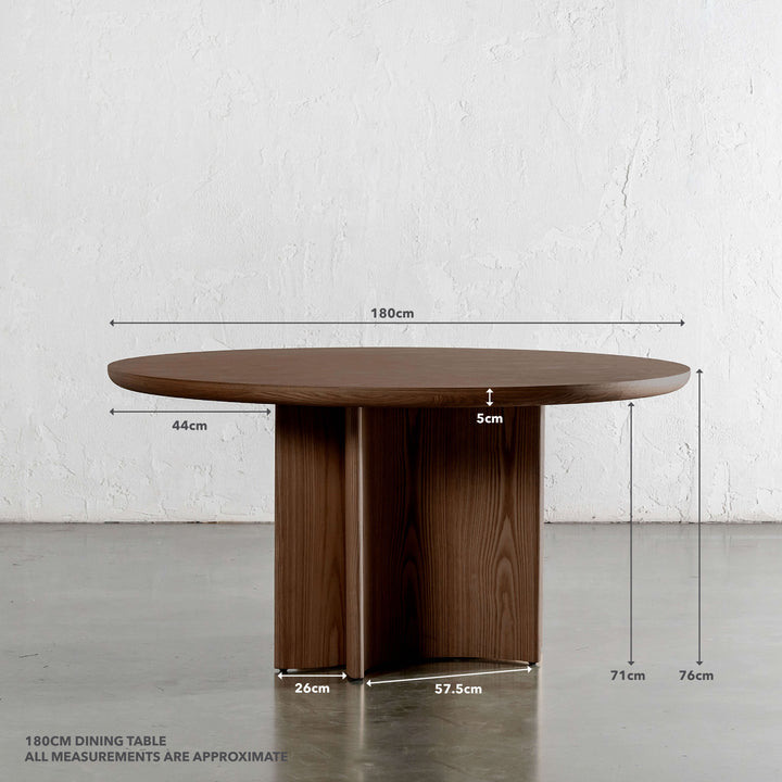 BOLLENE ROUND DINING TABLE 180CM | MEASUREMENTS