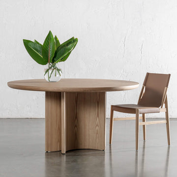 BOLLENE ROUND DINING TABLE  |  150CM + 180CM  |  BIRCH ASH WOOD GRAIN