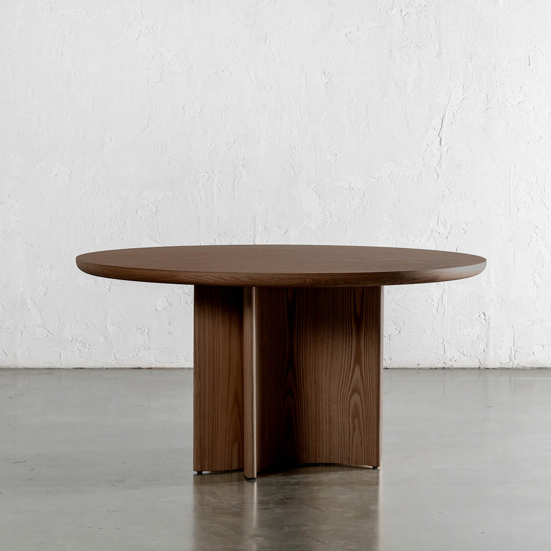 BOLLENE ROUND DINING TABLE  |  150CM + 180CM  |  DEEP WALNUT WOOD GRAIN