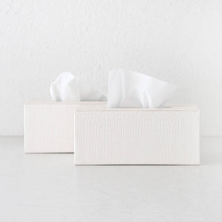 BOND CROCODILE RECTANGLE TISSUE BOX COVER | BUNDLE X2 | IVORY