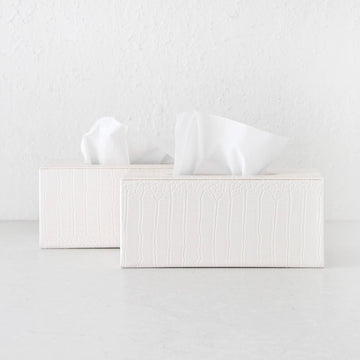 BOND CROCODILE RECTANGLE TISSUE BOX COVER | BUNDLE X2 | IVORY