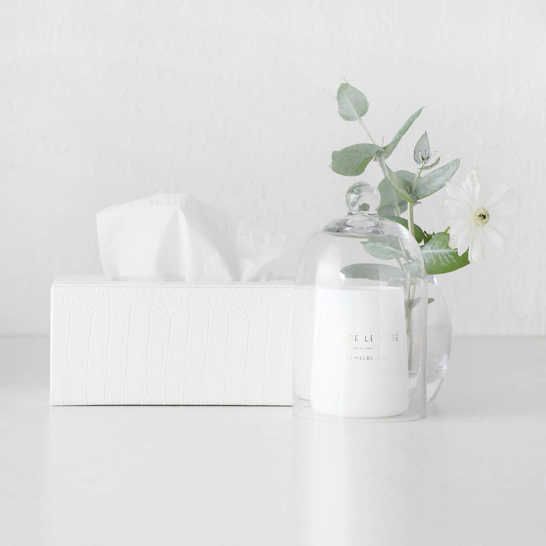 BOND CROCODILE RECTANGLE TISSUE BOX  |  LIME WHITE
