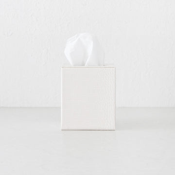 BOND CROCODILE SQUARE TISSUE BOX  |  IVORY