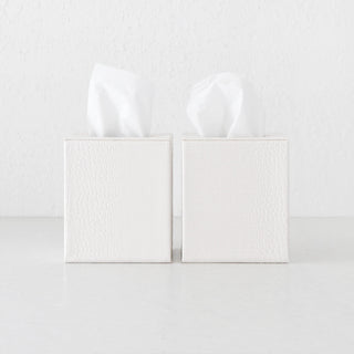 BOND CROCODILE SQUARE TISSUE BOX COVER | BUNDLE X2 | IVORY