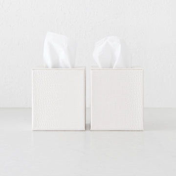BOND CROCODILE SQUARE TISSUE BOX COVER | BUNDLE X2 | IVORY