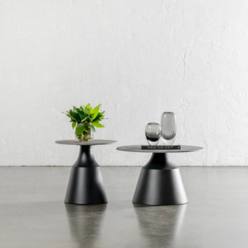 BORGARO OCCASIONAL TABLES  |  SET OF 2  |  BLACK NOIR + LICORICE DOLOMITE