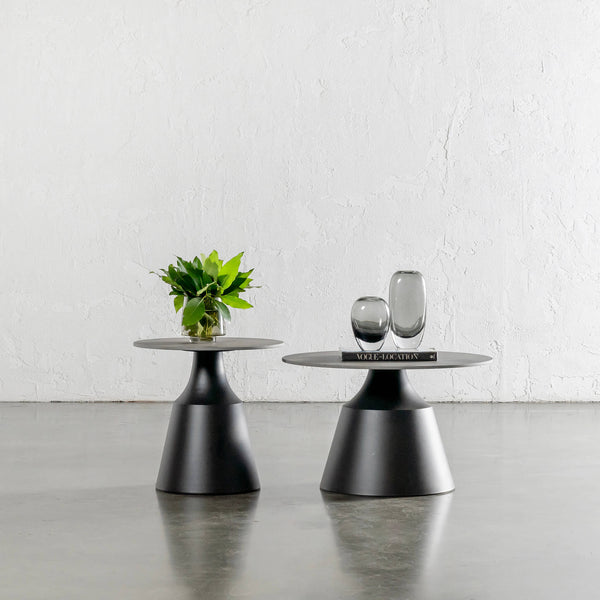 BORGARO CERAMICA OCCASIONAL TABLES  |  SET OF 2  |  BLACK NOIR + LIQUORICE DOLOMITE