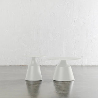 BORGARO OCCASIONAL TABLES  |  SET OF 2  |  GHOST WHITE + ONYX CALCUTTA