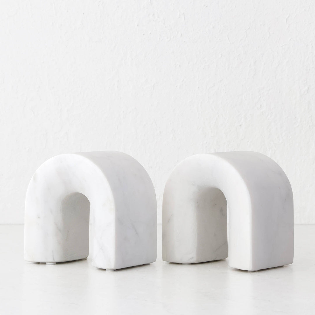 BOYD MARBLE BOOKENDS  |  SET OF 2  |  WHITE MARBLE