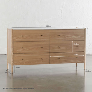 BRANZANO CHEST OF DRAWERS  |  BIRCH ASH  |  CARRARA WHITE CERAMICA TOP | MEASUREMENTS