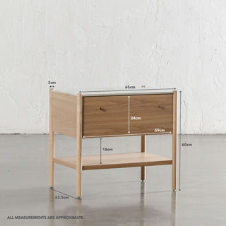 BRANZANO NIGHT STAND  |  BIRCH ASH  |  CARRARA WHITE CERAMICA TOP | MEASUREMENTS