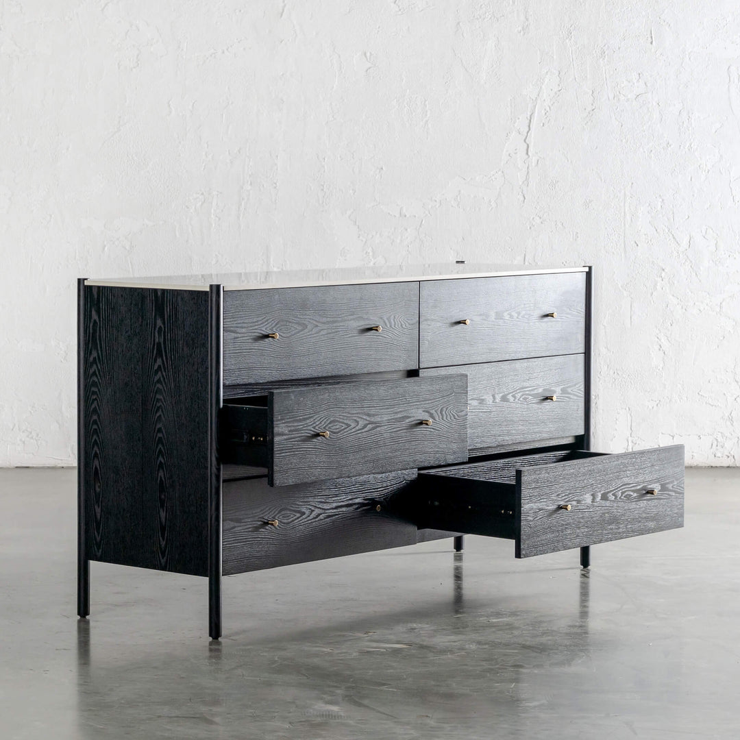 BRANZANO CHEST OF DRAWERS  |  BLACK NOIR  |  CARRARA WHITE CERAMIC TOP