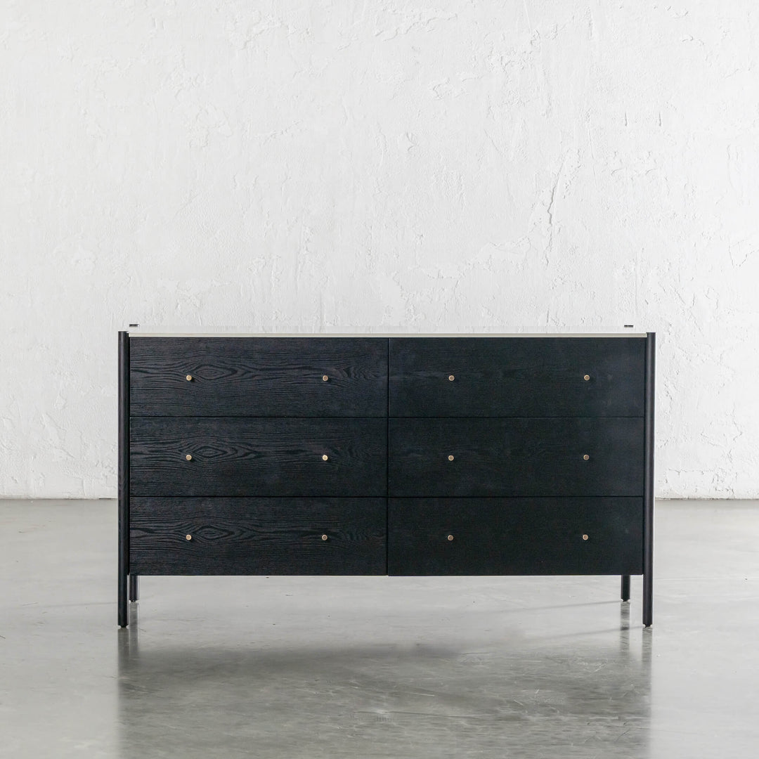 BRANZANO CHEST OF DRAWERS  |  BLACK NOIR  |  CARRARA WHITE CERAMIC TOP