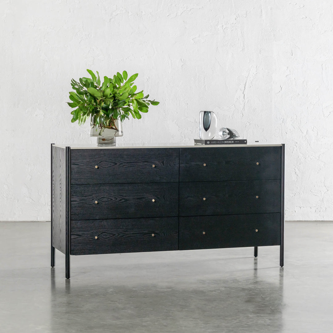 BRANZANO CHEST OF DRAWERS  |  BLACK NOIR  |  CARRARA WHITE CERAMIC TOP